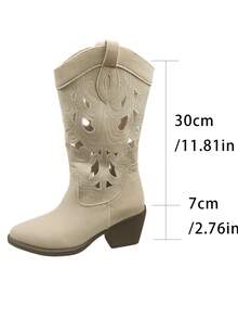 Ghete western maro brodate pentru femei, cu toc bloc, fără mâneci, cu vârf pătrat și talpă medie, ghete de călărie versatile la modă, ghete ecvestre noi, cu tub scurt, respirabile, primăvară/vară/toamnă