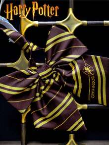 Harry Potter 1/4 件哈利波特蝴蝶结，霍格沃茨，格兰芬多，斯莱特林，拉文克劳，赫奇帕奇，手工徽章，条纹针织时尚，蝴蝶结，电影周边，英国学院风格，派对服装道具，衬衫配饰，创意房间桌面装饰，生日惊喜，给家人和朋友的圣诞节和万圣节礼物，哈利·洛弗尔