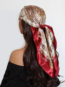 1 pièce Foulard carré en satin imprimé cachemire pour femmes, mode, convient pour les fêtes et l'usage quotidien, peut être utilisé comme bandana, fichu ou serre-tête. Accessoire idéal pour habiller votre look.