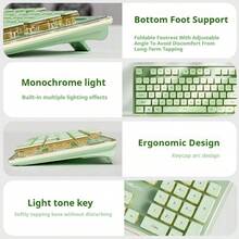 EWEADN V3 Wired Office Keyboard, Full Size 104 Quiet Keys, Comfortable Typing With Pudding-Style Keycaps, All-Metal Panel, Soft LED Backlight, Ergonomic Design For Daily Work & Home Office - Multicolor - View 7