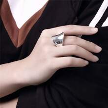 1pc 925 Sterling Silver Smooth Curve Ring For Women Lady Man Thumb Plate Rings Fashion Jewelry For Hip Hop Party Accessories Gift Daily Wear