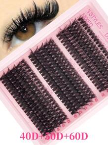 300pcs/DIY Mink Eyelash Extensions, 30D/40D/50D/60D/80D/100D Fluffy Individual Lash Extensions For Volume, 5D Effect 0.07mm Curly Dramatic Eyelash Extensions 8-16mm Mixed Tray, Makeup Tools, Bulk Personal Lash Extensions Suitable For Daily Makeup And Role Play, Reusable