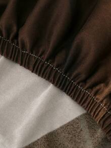 1/4pcs Set High-End Coffee Color Leather Print Chair Cover, Elastic Chair Slipcover, Modern Polyester Fiber Chair Cover, Suitable For Hotel And Home Use - Brown - View 6