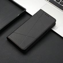 Funda con tapa para teléfono con patrón de color bloque para Galaxy, Redmi, Honor, Oppo, con cierre magnético y base plegable