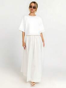 Alabaster White Cropped Oversized Tee 2025 Y2K Western Vacation Top Beach-Ready Summer Clothes For Women Going Out Staple Shirt Cute Casual Western Wear