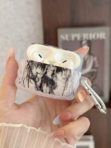 Religious 1pc Angel Design Transparent Wavy Pattern Bluetooth Earphone Protective Case Compatible With Airpods 1/2, AirPods Pro (2nd Generation) & AirPods 3/Pro - Clear - View 4