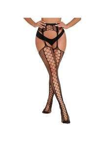 Sexy Hollowed-Out Jacquard Suspenders Mood Nightclub Stockings Stockings Sexy Silk Stockings Woman Sexy Lingerie For Club, Night Out, Dates, Shows, Wedding Night – Cheeky Stockings & Tights Lingerie