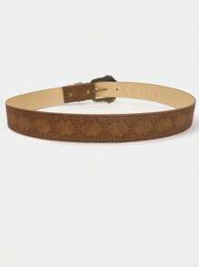 Curea boemă mărime mare, 1 buc., curea de talie imprimată maro Y2K pentru femei, accesorii occidentale vintage, versatilă pentru blugi, rochii, potrivită pentru purtare zilnică, petreceri, festivaluri de muzică