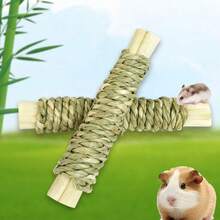 1 pieza Rollo de hierba tejida para mascotas, juguete para masticar, aperitivo, hierba de agua tejida, apto para conejos, cobayas, hámsters