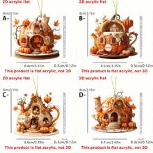 1pc Halloween Pendant Creative Pumpkin House Shape Bag Key Car Rearview Mirror Decoration Decoration Home Decor A Perfect Gift For Friends And Family.