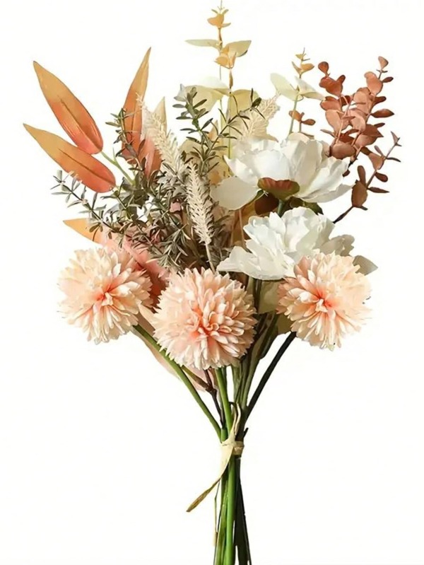 1pc/2pcs Autumn Artificial Fake Flowers Plants Silk Flower Arrangements Wedding Bouquets Decorations Fall Plastic Floral Table Centerpieces For Living Room Home House Birthday Party Decor Thanksgiving Day Gift