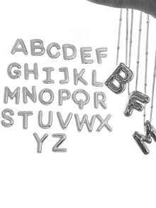 1 件不锈钢和铜粗字母气球泡泡首字母吊坠项链，适合女士，手工制作，表面有轻微痕迹，适合非完美主义者