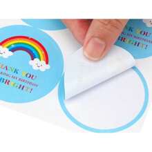 2PLUS Autocolante/etichete de mulțumire cu model nor curcubeu de 5 cm pentru pungi de petrecere de ziua de naștere, cadouri pentru petreceri de baby shower