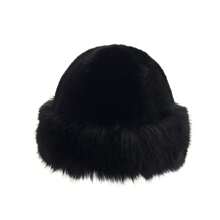 1 pièce Chapeau seau en peluche d'hiver pour femme, chapeau épais à la mode pour femme, chapeau d'hiver chaud, peut être assorti avec un manteau en laine, tenues d'hiver