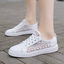 Scarpe da ginnastica casual eleganti, fresche e morbide delle donne, ispirate al pizzo, in rete, leggere e confortevoli, adatte per pendolarismo e passeggiata - Bianco - Visualizzare 2