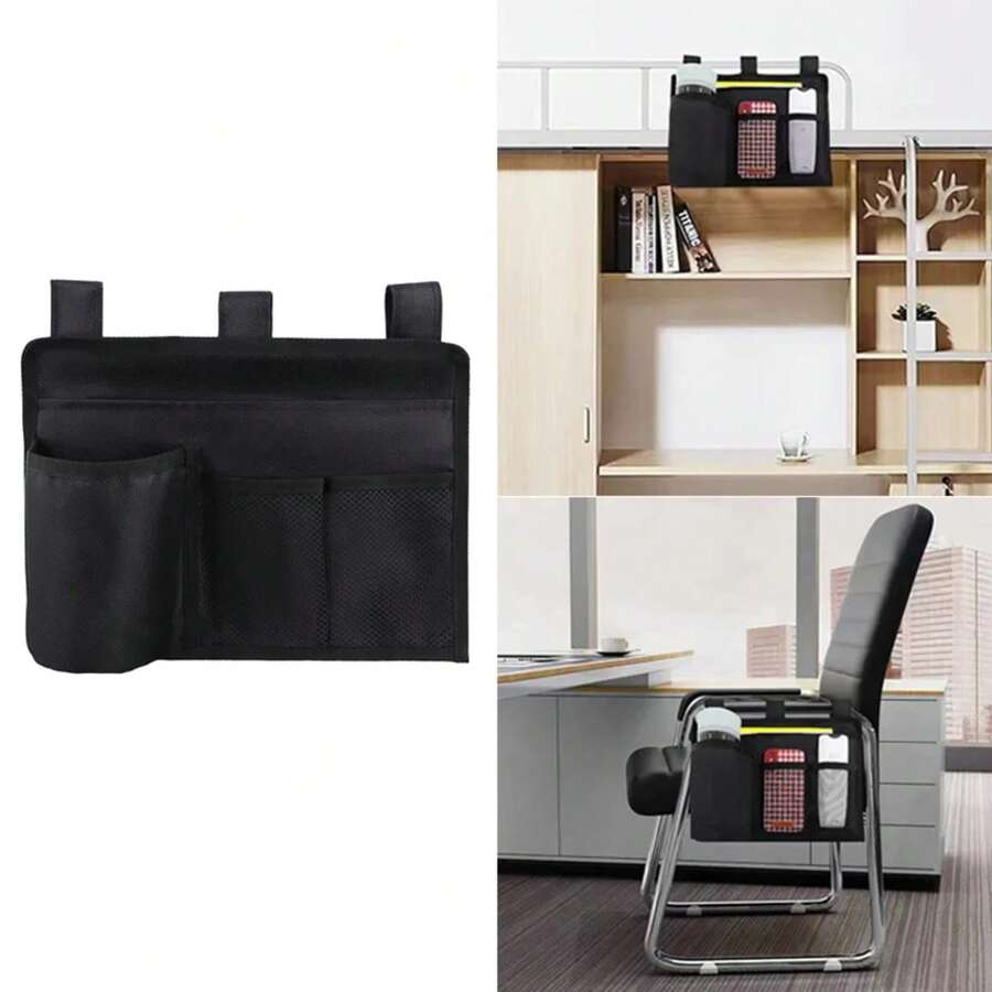 Bolsa de almacenamiento para mesita de noche, bolsa colgante conúltiples bolsillos, organizador de accesorios para cama, dispositivo de tela Oxford para litera de dormitorio, libro de Hospital AAYG - Negro - Ver 1