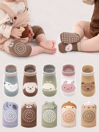 10pcs Baby Knee Elbow Pads, Anti-Slip Crawling Knee Pads & Socks Set