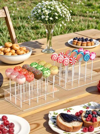 2 件套蛋糕棒棒糖支架（带棍棒套件）、亚克力棒棒糖支架、透明蛋糕棒棒糖展示架、15 孔糖果棒棒糖支架、生日、性别揭晓派对、返校节、毕业派对、返校节装饰品