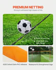 Portable Soccer Goal, 12x6 Ft Adults Backyard Soccer Net, Large Practice Soccer Net, Steel Fiberglass Structure Training Goal Set, All-Weather Outdoor Soccer Goals With Carry Bag, Orange - 橘色 - 查看 3