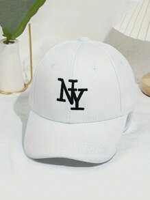 1 PIEZA Gorra de béisbol bordada - Sombrero protector solar transpirable con correa ajustable y parches con letra NY, Gorra ligera de verano para exteriores para correr/gimnasio/ropa de calle