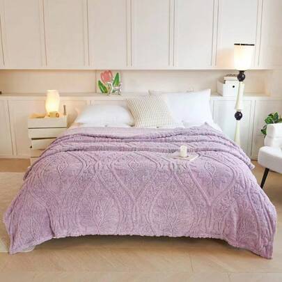 Manta King Size 230*200cm, 1200g, Manta de Muselina Borrega Caliente, con Puntada Decorativa, Patrón Geométrico Suave, Multicolor para Cama, Sala, Viaje, Ideal para Navidad