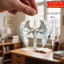 1pc Jesus Angel Wings Pendant Creative Cross Shape Bag Key Car Rearview Mirror Decoration Decoration Home Decor A Perfect Gift For Friends And Family.