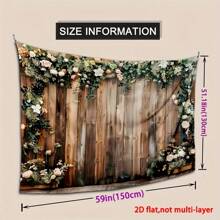 1 pièce Bannière de mariage design floral et en bois - Faite de fibre de polyester, sans alimentation électrique nécessaire, convient pour la douche nuptiale, la fête de fiançailles et les célébrations d'anniversaire, plusieurs tailles disponibles
