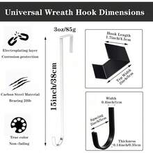 Wreath Hangers Front Door, 15 Wreath Hanger, Indoor Or Outdoor Over Door Wreath Hook Hanger Easter Spring Halloween Xmas Wreath Decorations, Steel Material, 20lb Load Bearing(White) - 1pcs - 查看 4