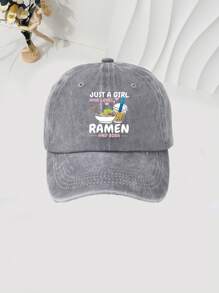 1pc Girl Ramen Print Baseball Cap, Washable Adjustable Hat, Fashionable Breathable Versatile Sun Protection For Outdoor, Gift For Holiday