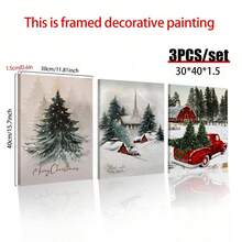 3 sztuki Wesołych Świąt, Wiejski Domek Bożonarodzeniowy Malowanie Ścienne, Zimowe Malowanie Ścienne, Dekoracja Świąteczna, Wygodna Dekoracja, Nadruk Choinki, Dekoracja Domu Bożonarodzeniowego, Logo Bożonarodzeniowe, Plakat Ścienny Na Płótnie, Idealny Prezent Do Sypialni Salonu Korytarz. Sztuka Ścienna Z Ramą