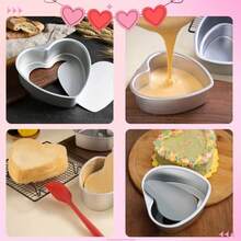 1pc/3pcs/4pcs Heart-Shaped Cake Mold, Aluminum Alloy Heart Cake Mold, Baking Mold, Cake & Dessert Baking Mold With Removable Bottom, Cake Mold, Kitchenware, Baking Mold - Multicolor - View 7