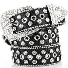 Girl's Punk Rhinestone Women's Belts For Jeans Pin Buckle Luxury Famous Brand Studded Belt Female PU Leather Waist Belt For Women Gothic Y2K Street Style Gold Silver Pink Summer, School Fall, Autumn, Halloween - Black - View 15