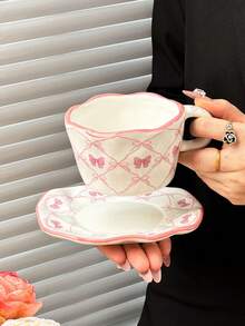 1 bộ cốc và đĩa sứ nơ hồng, cốc dễ thương, cốc cà phê, tách trà cho gia đình, văn phòng, quà tặng cho bạn nữ - Nhiều màu - Xem 8