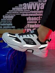 زوج جديد من الأحذية الرياضية الكاجوال للرجال، من نسيج تريكو مريح وقابل للتنفس ، بنعل سميك وأربطة وتصميم أصابع مستديرة، أحذية رياضية سميكة للأزواج، متعددة الاستخدامات لداخل وخارج المنزل، لجميع الفصول - متعدد الألوان - مشاهدة 13