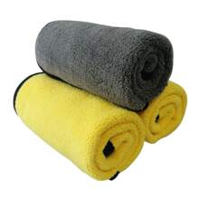 Car Wash Towel Water Absorbing Coral Velvet Double-Sided Yellow Gray Thickened Car Towel Car Cloth Cleaning Water Absorbing Towel 25*25cm