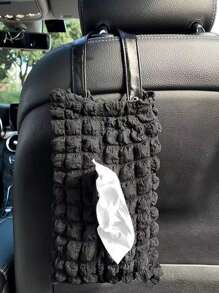 1pc New Car Tissue Box Elegant Puff Grid Car Seat Hanging Drawer Paper Box Car Tissue Drawer