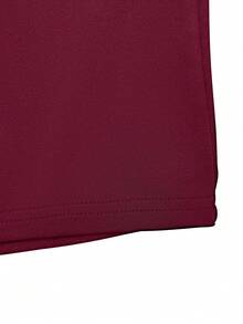 Mono corto de silueta favorecedora con diseño hueco casual en la espalda, versátil, nuevo para el verano, elegante en negro - Burdeos - Ver 5