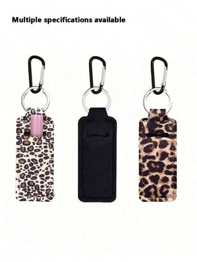 口红钥匙扣收纳包，多功能口红钥匙扣盒，夹式口红收纳包，女士包包配件，实用礼物，豹纹口红钥匙扣收纳包，夹式口红盒，弹力口红钥匙扣收纳包（可搭配黑色按扣）