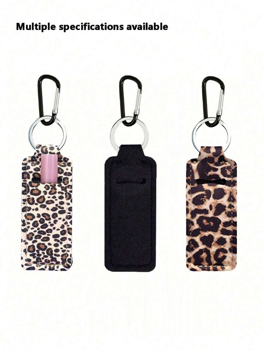 口红钥匙扣收纳包，多功能口红钥匙扣盒，夹式口红收纳包，女士包包配件，实用礼物，豹纹口红钥匙扣收纳包，夹式口红盒，弹力口红钥匙扣收纳包（可搭配黑色按扣） - 彩色 - 查看 1