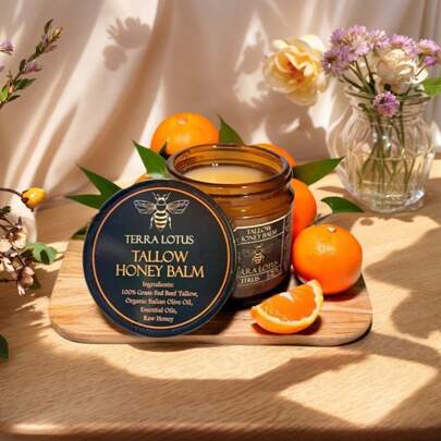 Organic Grass-Fed Beef Tallow Balm With Honey - Handmade Moisturizer Soft, Smooth, Radiant Skin