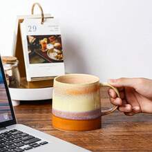 Large Ceramic Coffee Mugs, 20 - And Microwave Safe (Blue Green)-Holidaygift - Orange - View 3