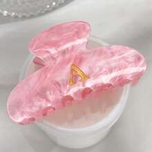 1 件粉色闪光亚克力字母爪夹 - 特大防滑发夹，适合浓密头发，复古粉色发夹，女士发饰（婚礼/海滩/礼物）时尚发夹，休闲发夹，秋冬度假装女士 - 彩色 - 查看 22