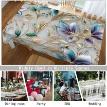 1/20 chiếc khăn trải bàn bằng polyester chống thấm nước có họa tiết thực vật và bướm - Hoàn hảo cho nhà bếp, tiệc tùng, dã ngoại và trang trí ngoài trời - Nhiều màu - Xem 6