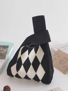 1 pieza de Bolso de mano con patrón de rayas de estilo trenzado, de material de poliéster, muy adecuado para adolescentes, damas, niñas, estudiantes, trabajadores de cuello blanco. Apto para compras, vacaciones, viajes, fiestas, trabajo, exteriores. Puede almacenar teléfonos móviles, llaves, lápices labiales, cosméticos, monedas, artículos pequeños, productos de cuidado de la piel y otros artículos personales