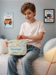 1pc Customized Name Corduroy Toiletry Pouch, Great Choice For Organizing Toiletries For Travel, Can Be Personalized With Your Own Or Others' Names, Suitable For Children & Teenagers As Gift