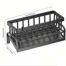 1 Stück 23*9*10cm Anti-Rost Edelstahl Schwamm Aufbewahrungsbox, Multifunktion, wasserdicht, Metall Küchenorganizer Regal mit abnehmbarem Geschirrtuchhalter, Bürstenhalter, Seifenspender, geeignet für Haushaltsspüle und Abtropfkorb, Schrank, Outdoor Lagerung Rack, stilvoller Küchenorganizer