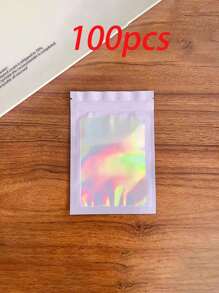 100/10 pièces Sacs refermables, sacs de conservation alimentaire à fenêtre transparente, sacs à bonbons, sacs à gomme, sacs en feuille d'aluminium, sacs d'emballage de cadeaux de fête. Pack de sacs refermables holographiques, sacs de conservation alimentaire en aluminium, sac en mylar à fermeture éclair pour l'odeur, pochette plate en plastique pour les faveurs de fête, la nourriture, les bonbons, les bijoux, le brillant à lèvres, disponibles en plusieurs tailles et couleurs