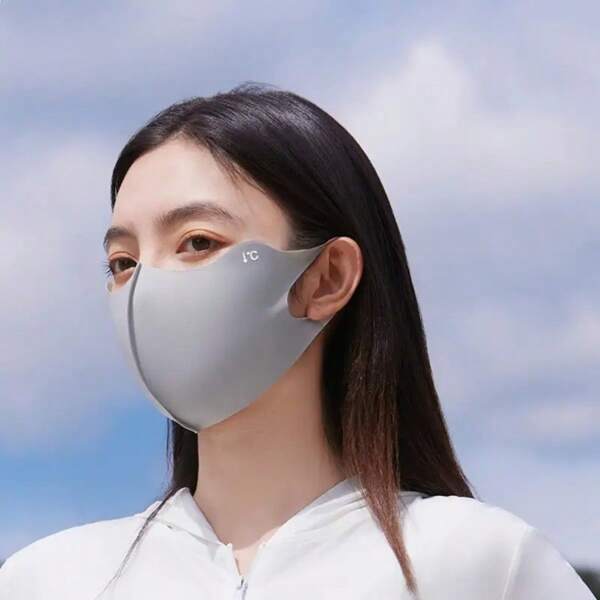 Ice Silk Fiber Sunscreen Mask - Full Face And Neck Protection, UV Protection, Lightweight And Breathable Design, Elastic Fit For Cycling Outdoor Sports, Casual Style, Simple Neck Coverage, Lightweight Seamless Material, Stretchable Material, Special For Sports Enthusiasts