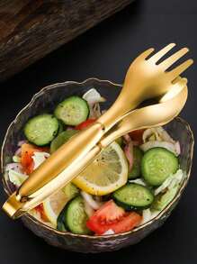Stainless Steel Gold Salad Tongs, Non-Slip & Easy Grip Smart Locking Clip Handy Utensil For Cooking, Serving, Barbecue, Buffet, Salad, Ice, Oven
