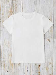 Camiseta con estampado gráfico de pulsera de concienciación sobre el autismo, manga corta y cuello redondo, informal, para verano y primavera, para mujer - Blanco - Ver 2